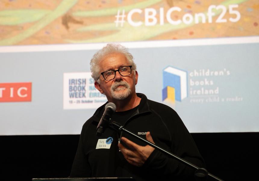 Tadhg Mac Dhonnagáin accepting the CBI Award 2025